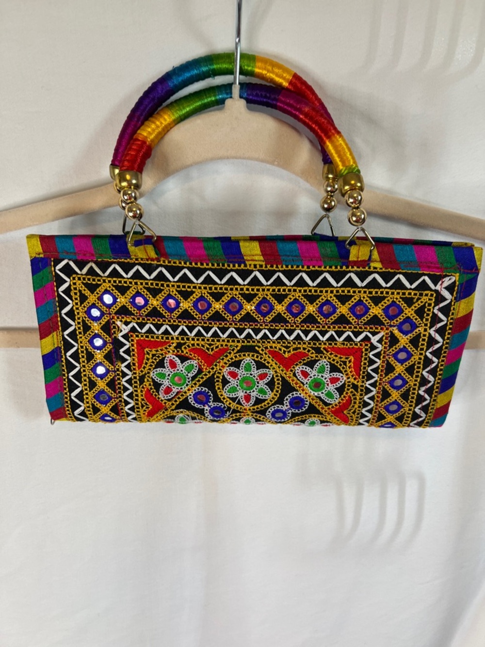 Multicolor Embroidered Clutch with Beaded Accents